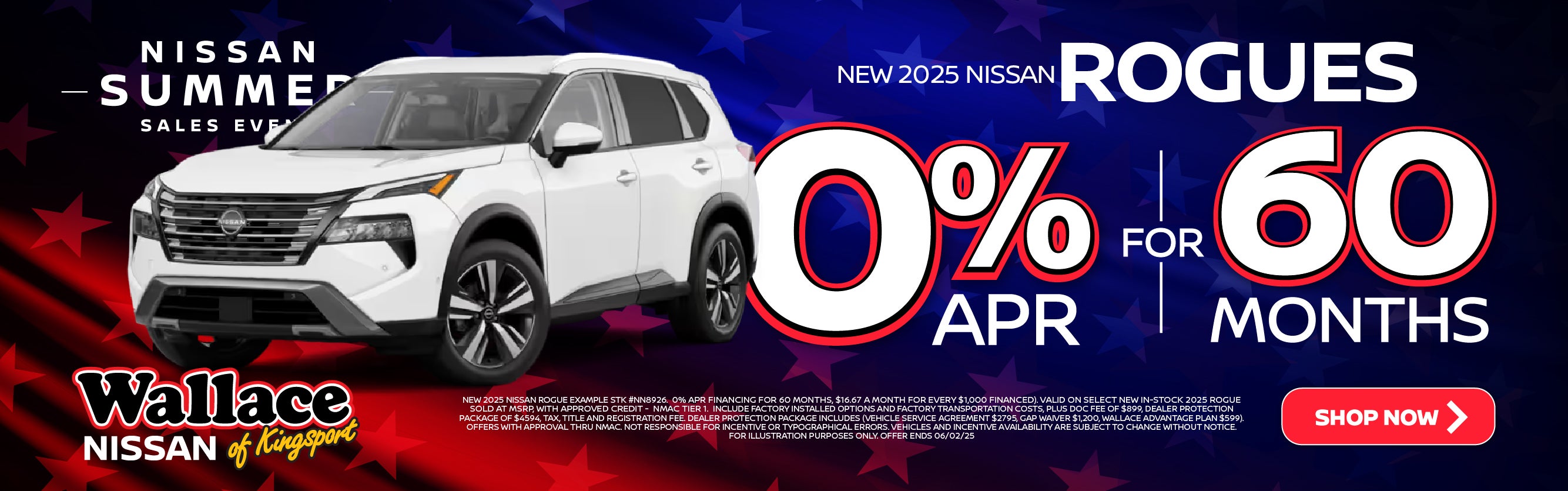 0% for 60/mos Nissan Rogue